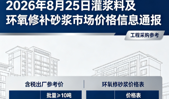 定襄2026年8月25日灌浆料及环氧修补砂浆市场价格信息通报